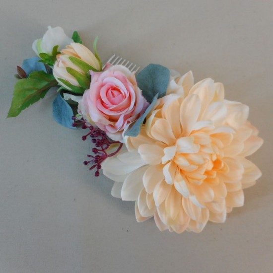 Bowness Faux Flowers Hair Slide Pink Peach Artificial Wedding